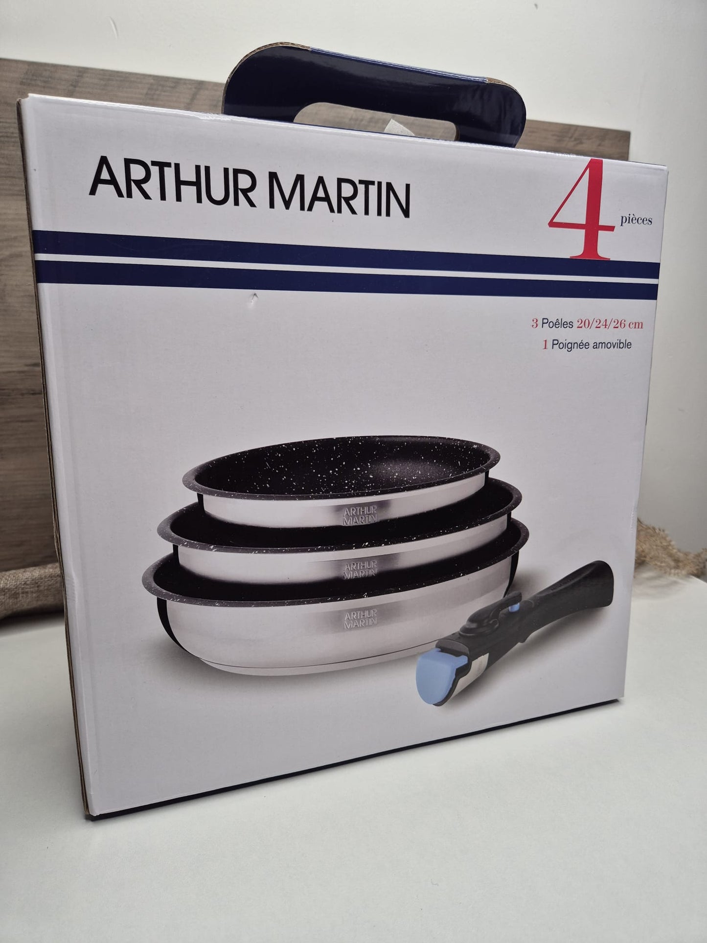 Set de 3 Poêles Arthur Martin Inox - Manche Amovible (Tous feux + Induction)