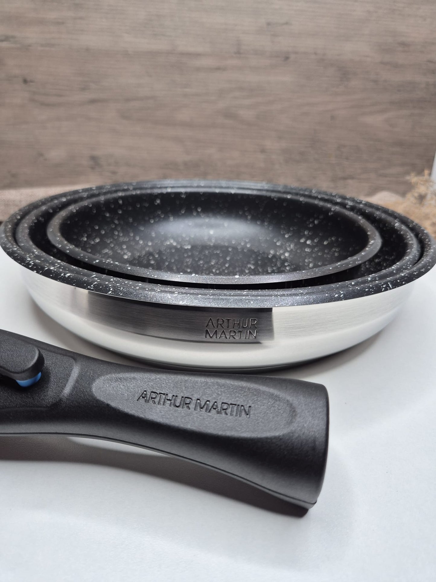 Set de 3 Poêles Arthur Martin Inox - Manche Amovible (Tous feux + Induction)