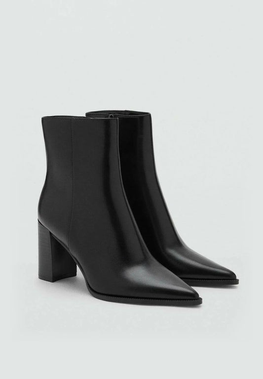 Bottines Mango à Bout Pointu - Noir (Talon Bloc)